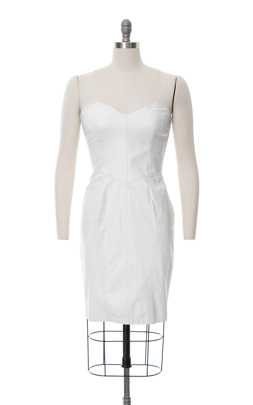 1980s Lace-Up White Leather Strapless Dress | small/medium 1980s Lace-Up White Leather Strapless Dress | small/medium