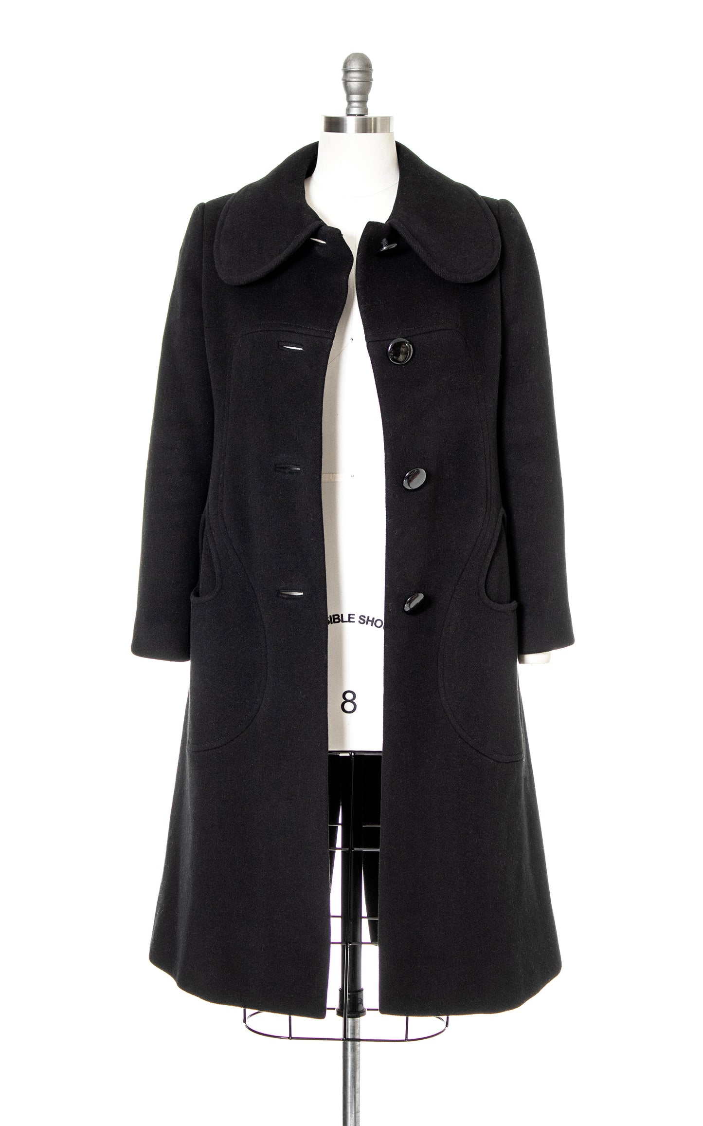 1960s PIERRE CARDIN Black Wool Cashmere Coat | small