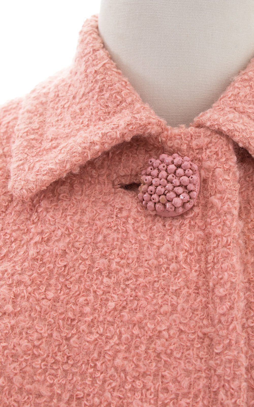 1950s Bubblegum Pink Bouclé Wool Cropped Coat