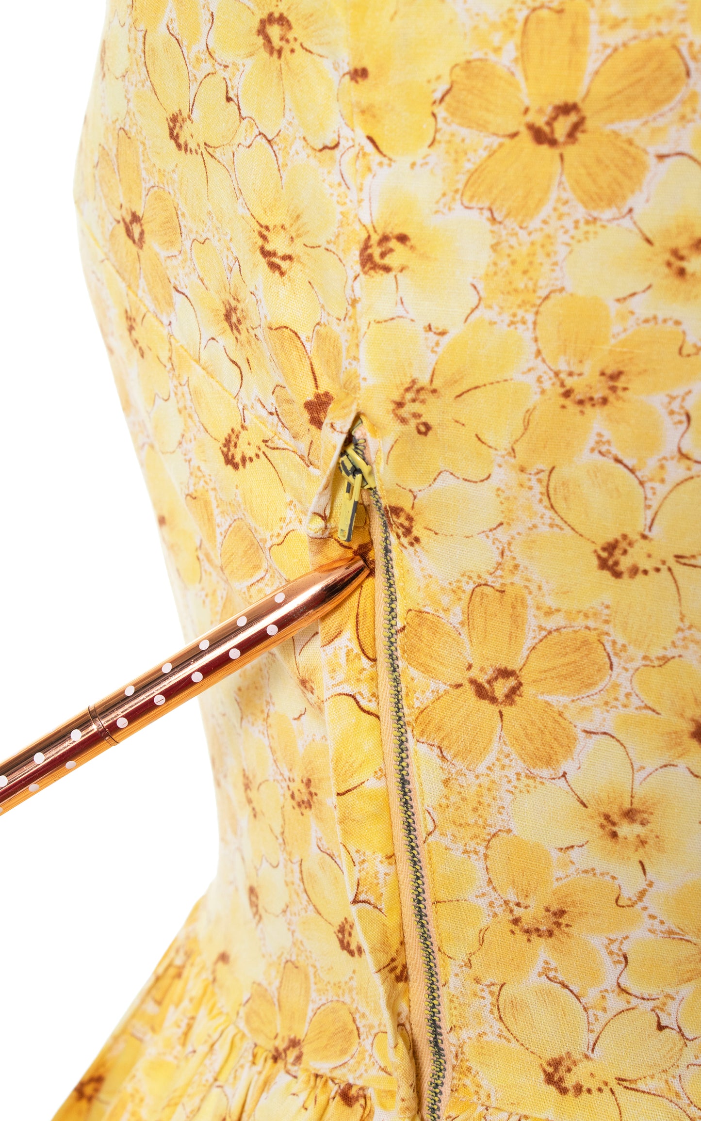 Vintage 50s 1950s Yellow Floral Cotton Sundress Fit and Flare Day Dress BirthdayLifeVintage