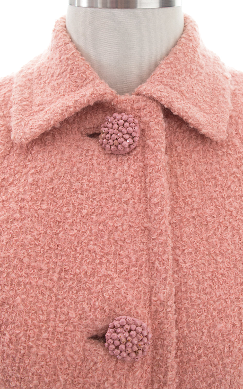 1950s Bubblegum Pink Bouclé Wool Cropped Coat