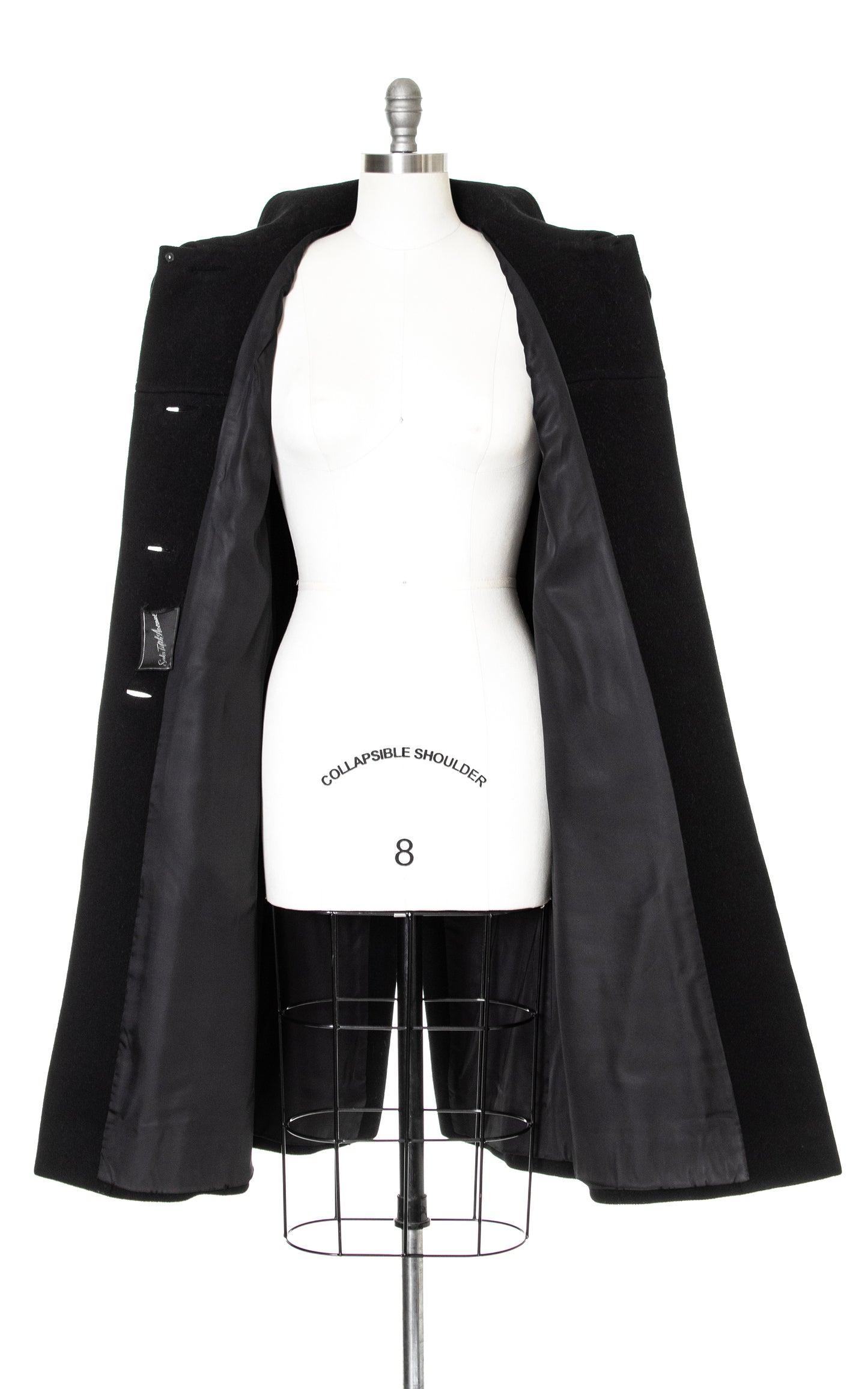 1960s PIERRE CARDIN Black Wool Cashmere Coat | small