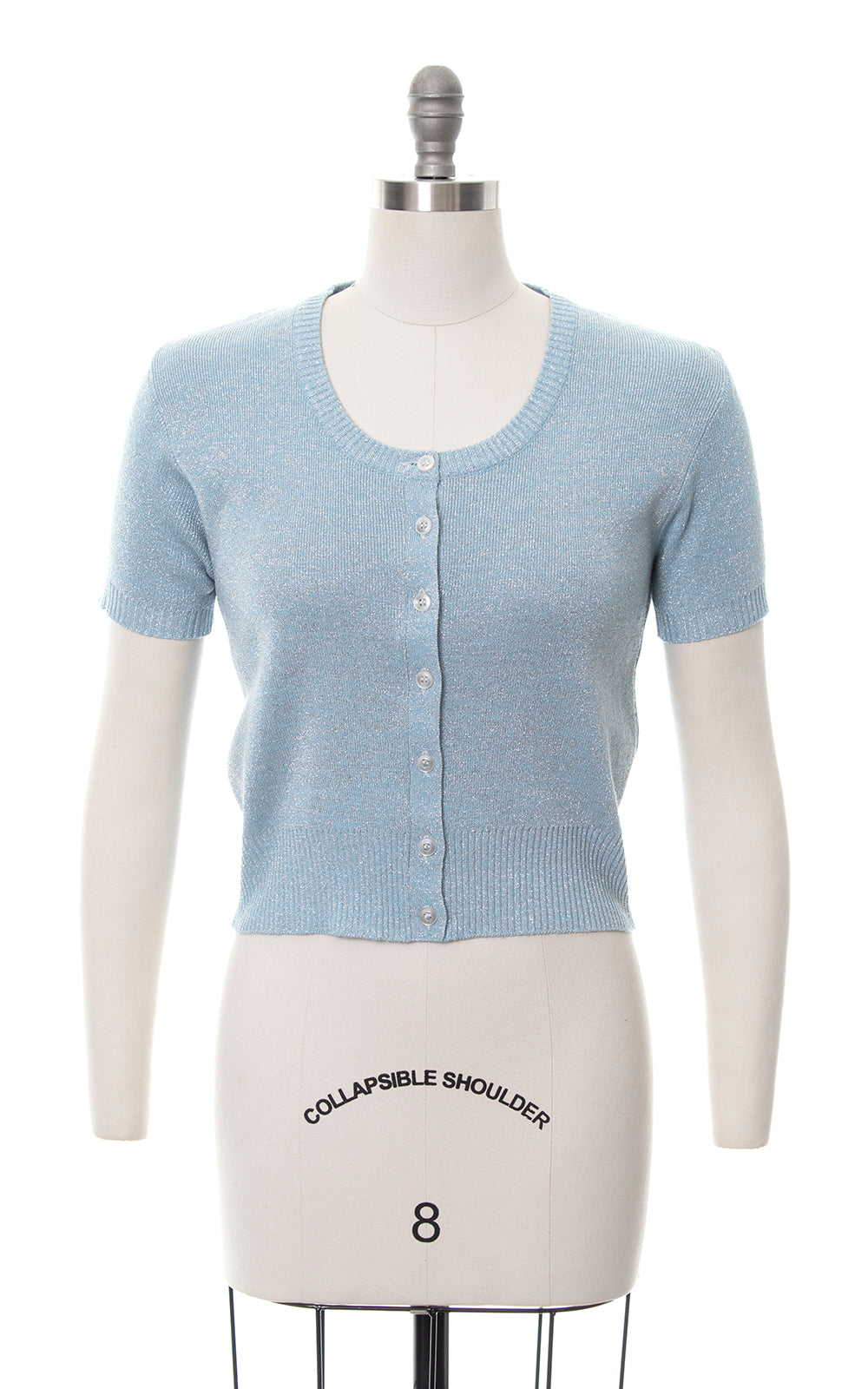 1960s Metallic Blue Knit Sweater Top | small/medium