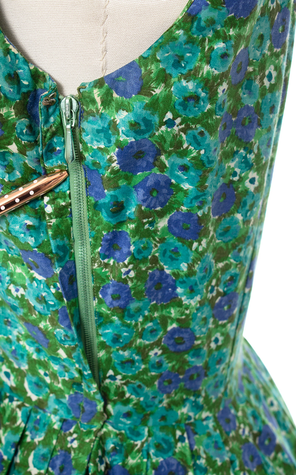 1950s Floral Cotton Shawl Collar Sundress | small