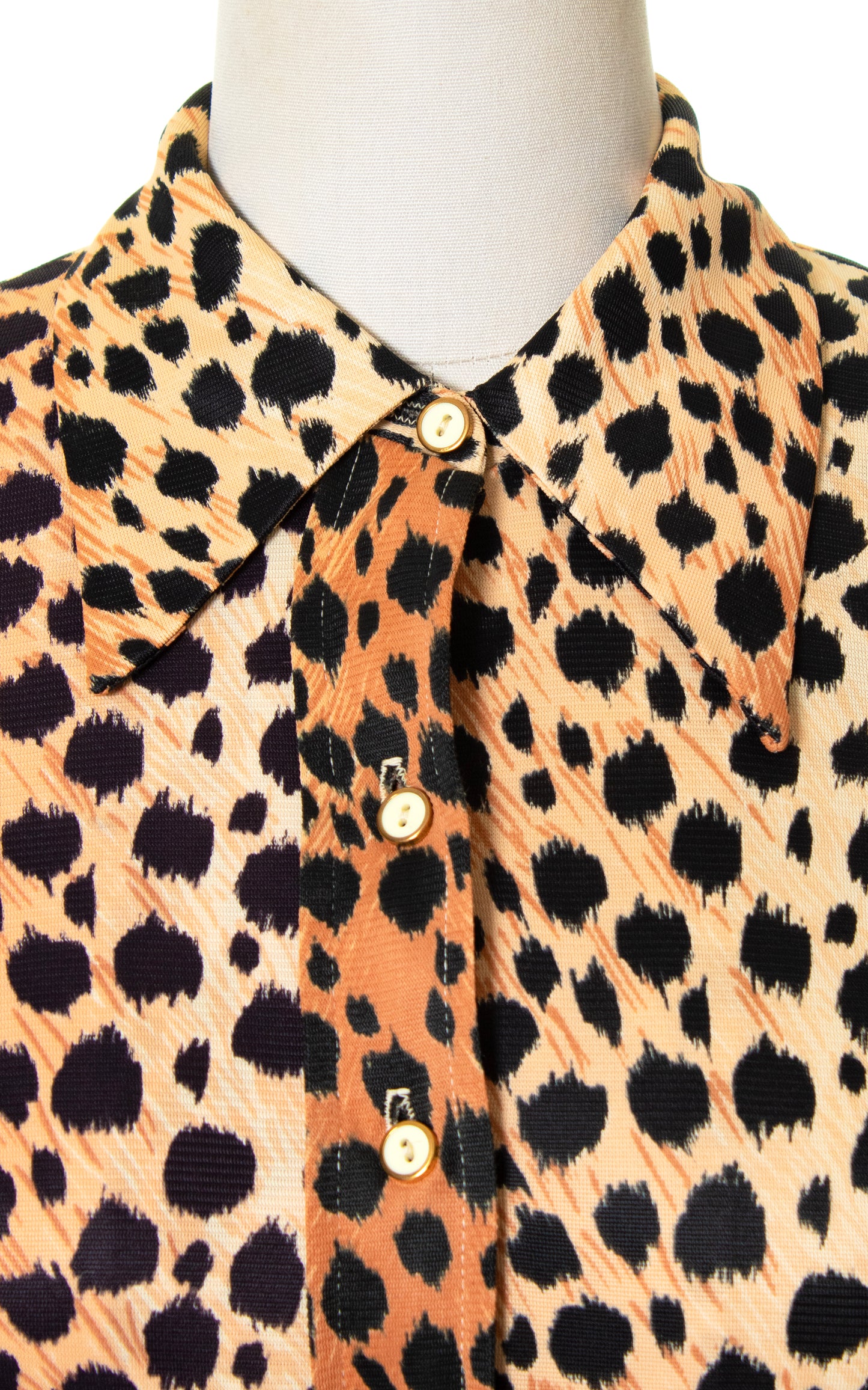 Vintage 70s 1970s Animal Cheetah Print Jersey Shirtwaist Dress BirthdayLifeVintage