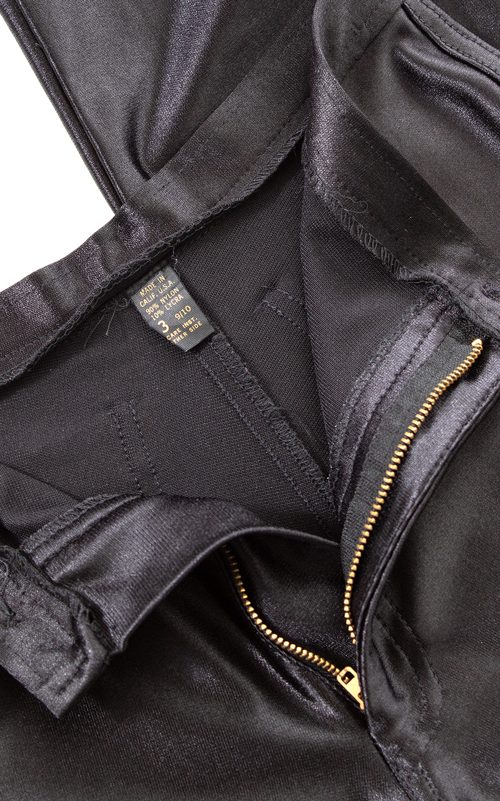 1970s Fredericks of Hollywood Liquid Black Pants BirthdayLifeVintage