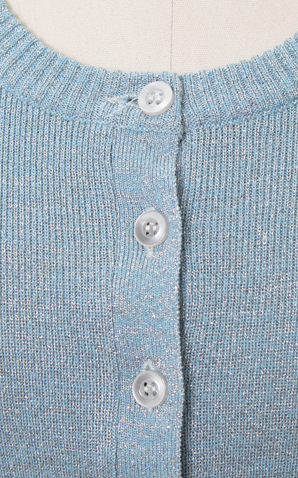 1960s Metallic Blue Knit Sweater Top | small/medium