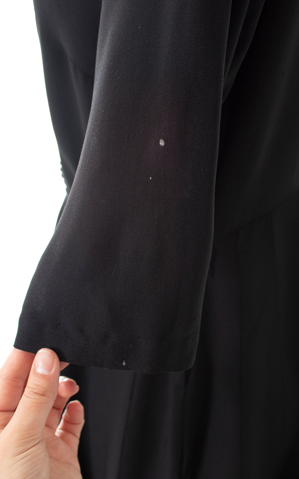 1940s Black Rayon Pintuck Dress | x-large