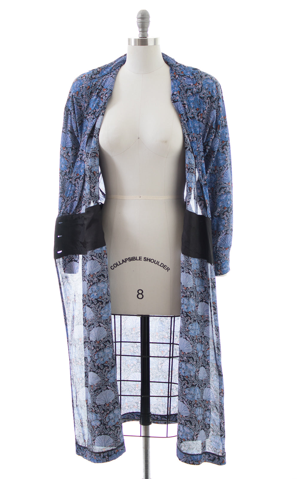 1980s Karin Stevens Birds & Plants Rayon Wrap Dress