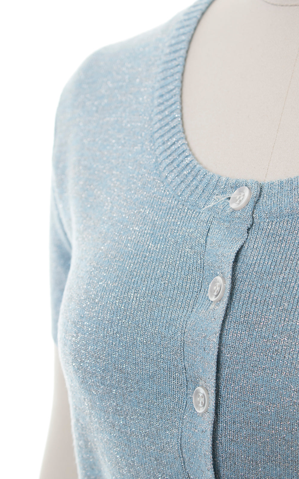 1960s Metallic Blue Knit Sweater Top | small/medium
