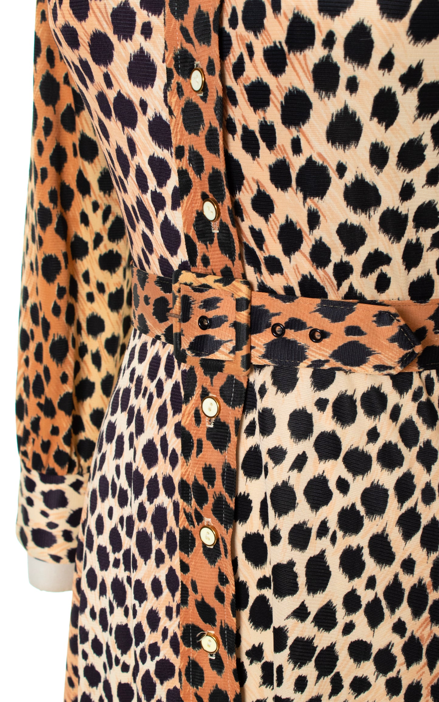 Vintage 70s 1970s Animal Cheetah Print Jersey Shirtwaist Dress BirthdayLifeVintage
