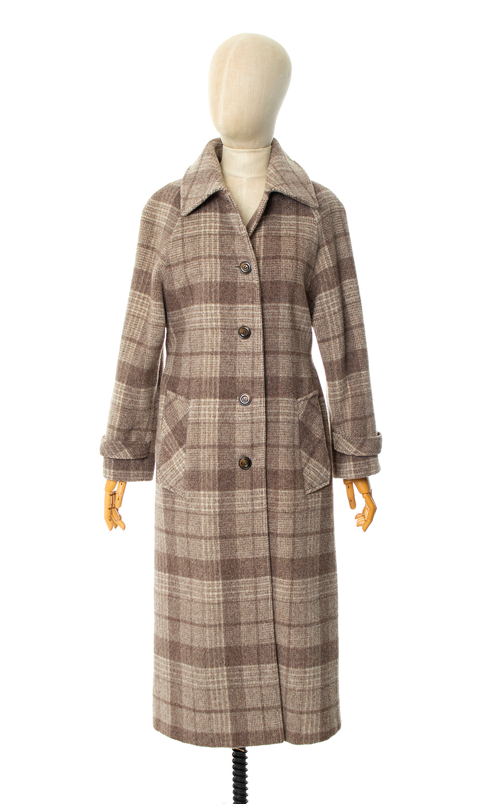 Vintage 1970s 70s Plaid Wool Hooded Belted Coat Birthday Life Vintage