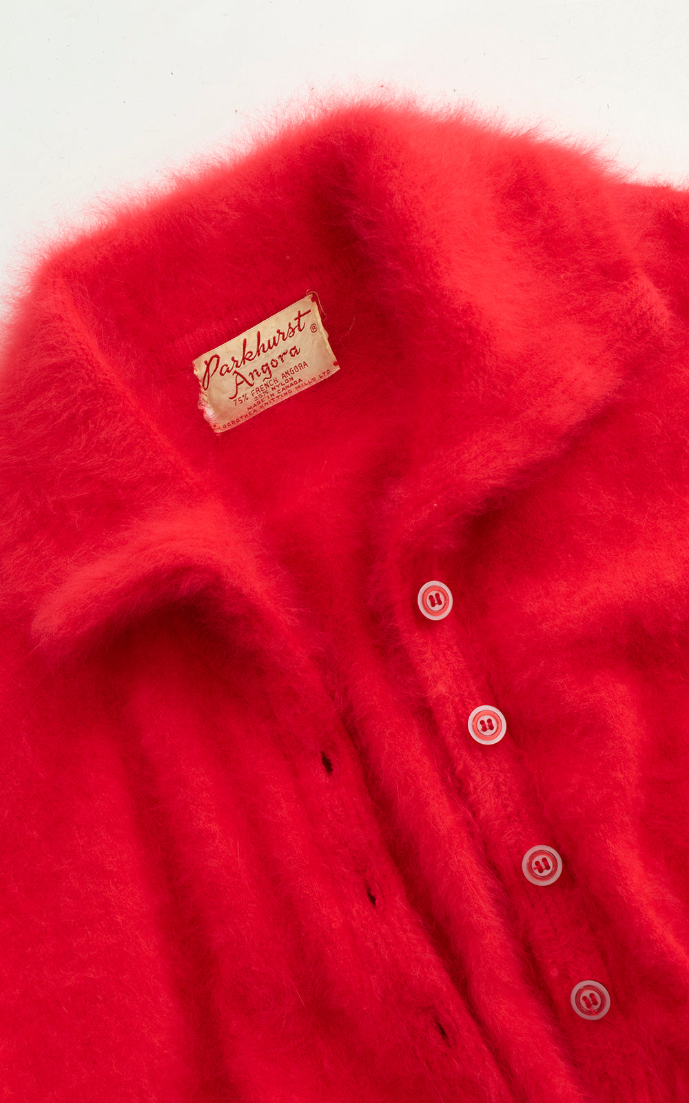 1950s Red Angora Knit Cardigan | small/medium