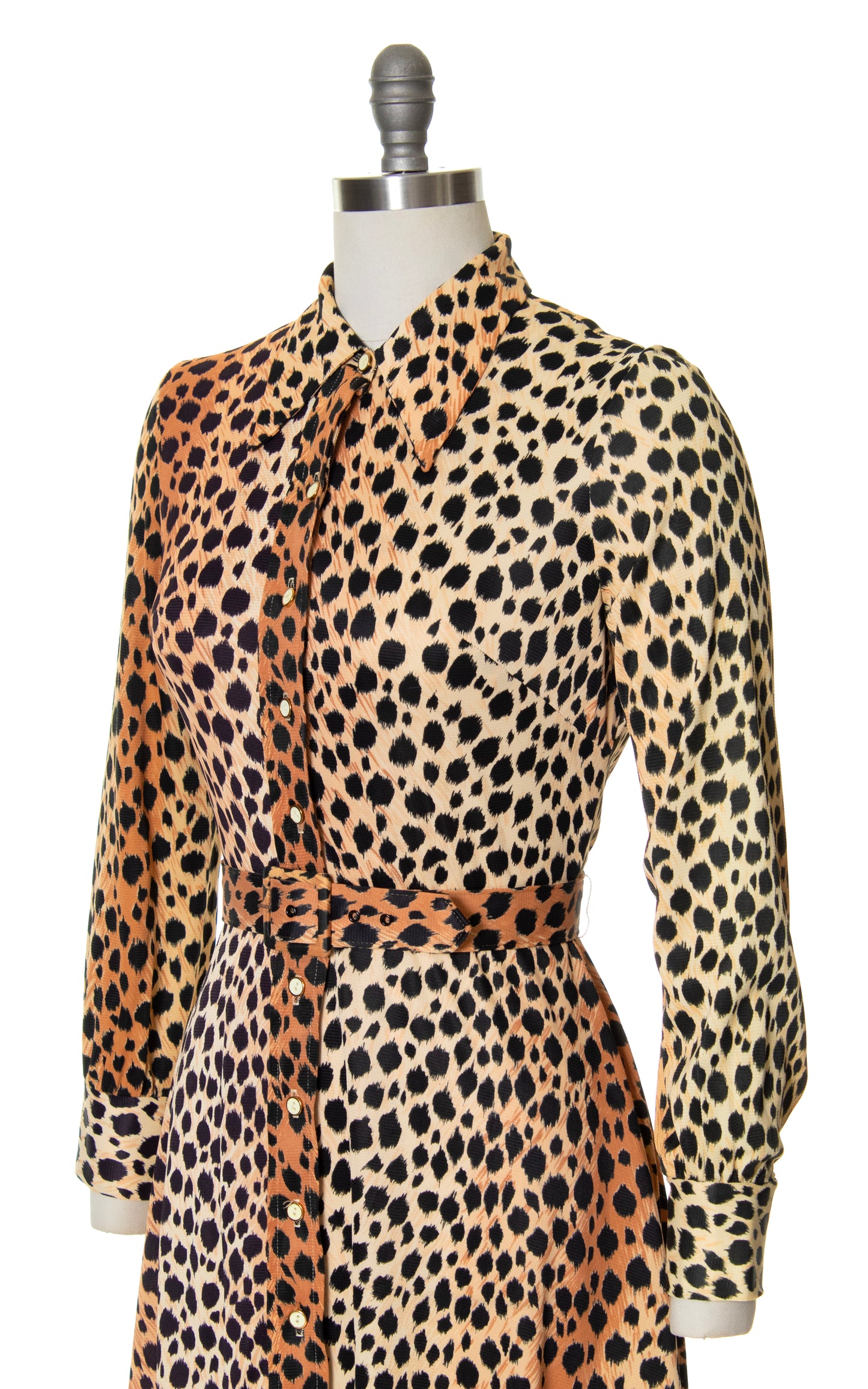 Vintage 70s 1970s Animal Cheetah Print Jersey Shirtwaist Dress BirthdayLifeVintage