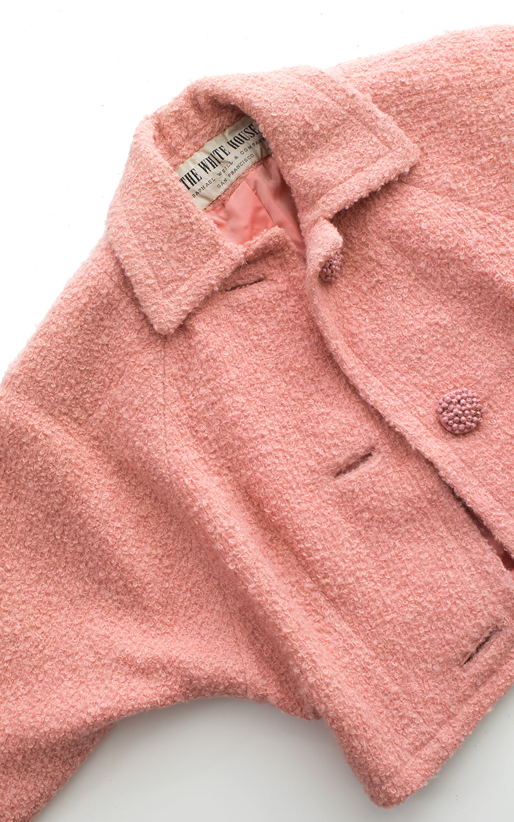 1950s Bubblegum Pink Bouclé Wool Cropped Coat