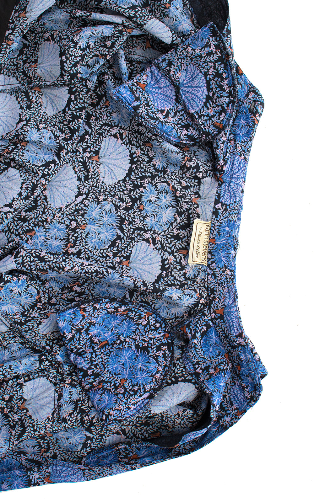 1980s Karin Stevens Birds & Plants Rayon Wrap Dress