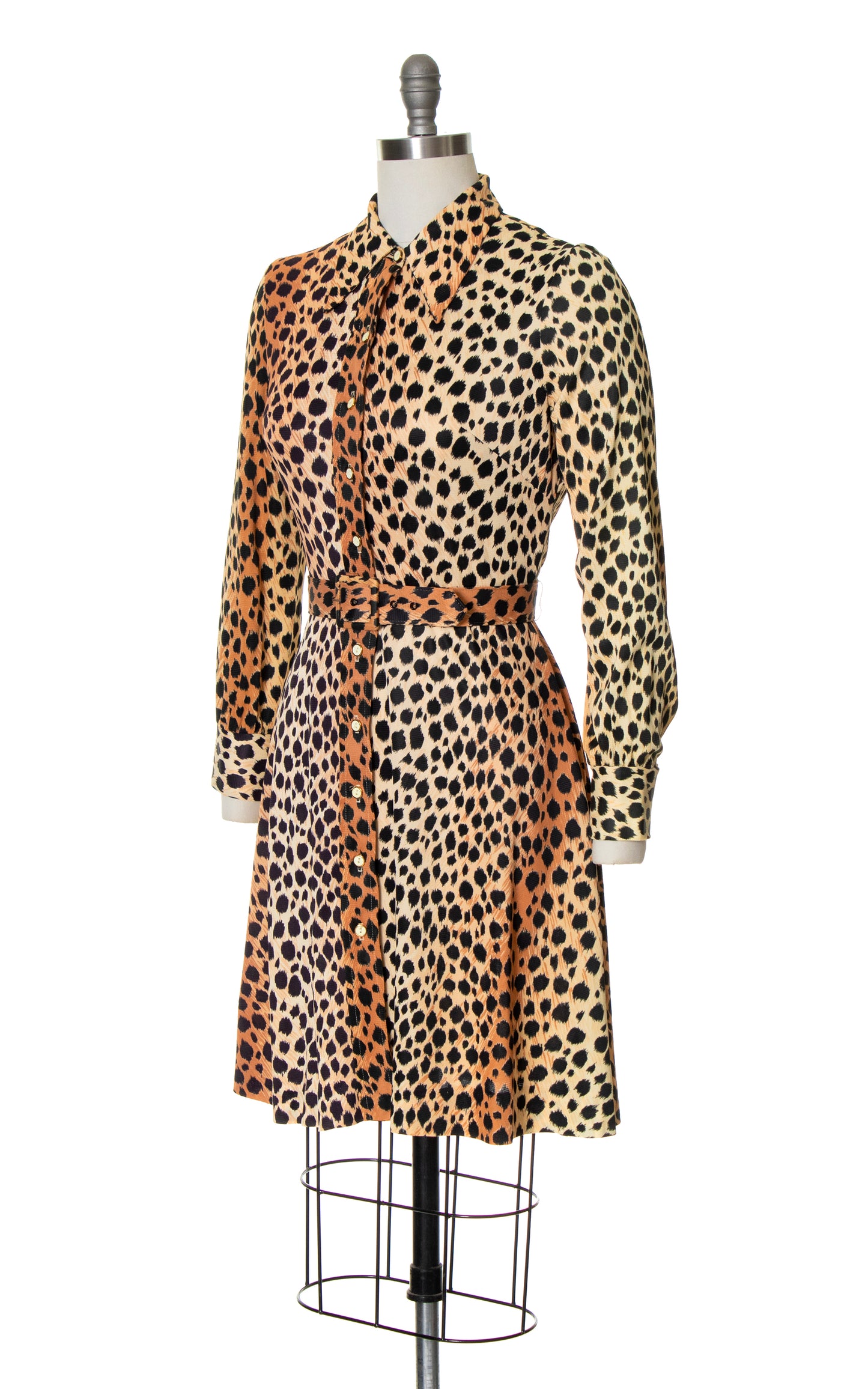 Vintage 70s 1970s Animal Cheetah Print Jersey Shirtwaist Dress BirthdayLifeVintage