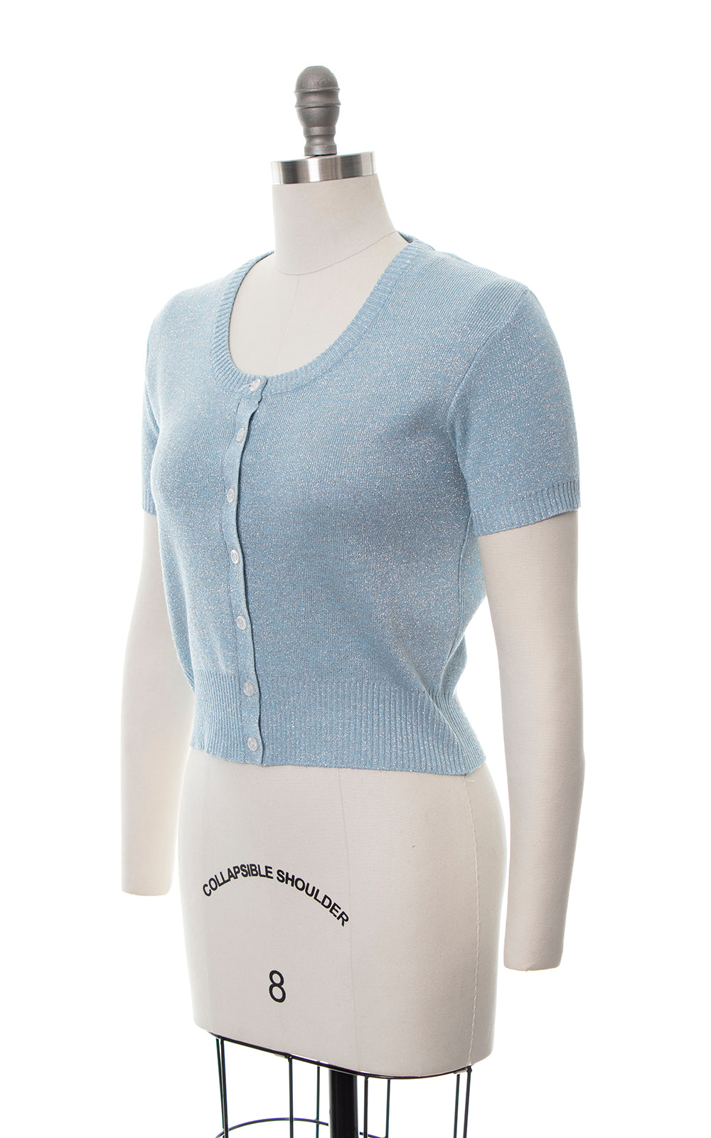 1960s Metallic Blue Knit Sweater Top | small/medium