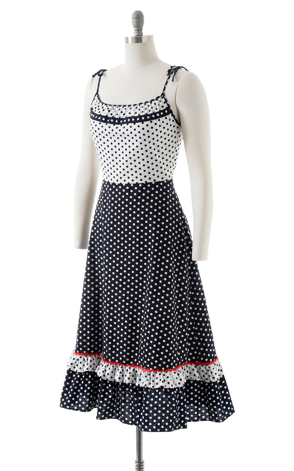 1970s Polka Dot Color Block Sundress | small/medium