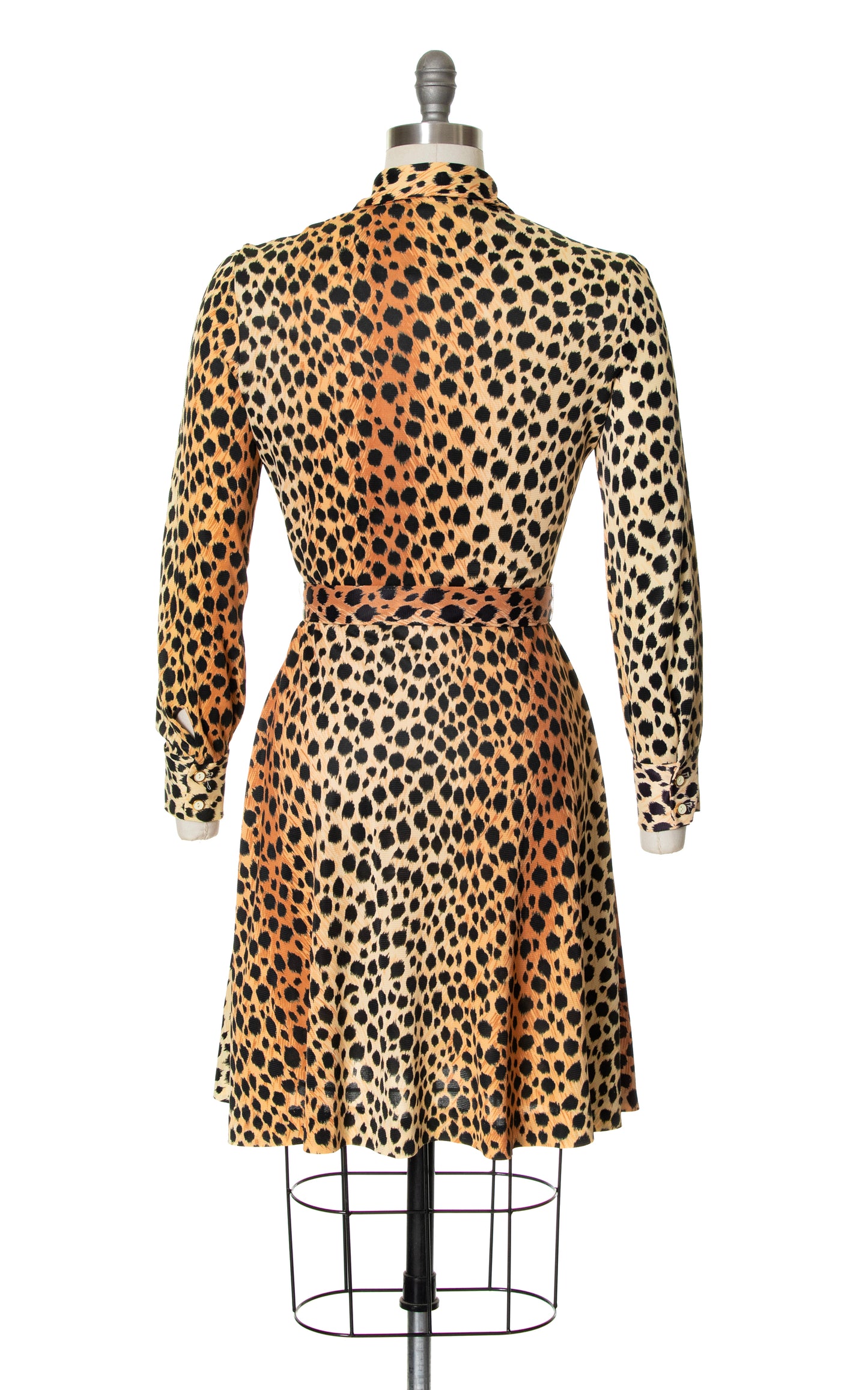 Vintage 70s 1970s Animal Cheetah Print Jersey Shirtwaist Dress BirthdayLifeVintage