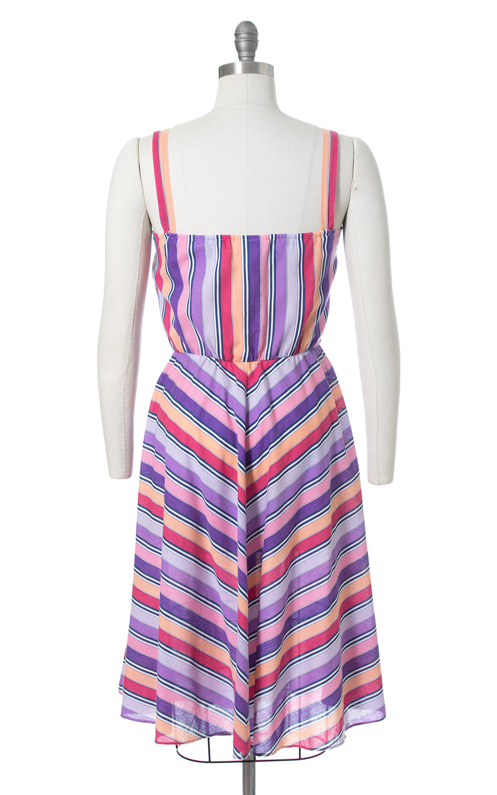 1970s 1980s Chevron Striped Pink Purple Sundress