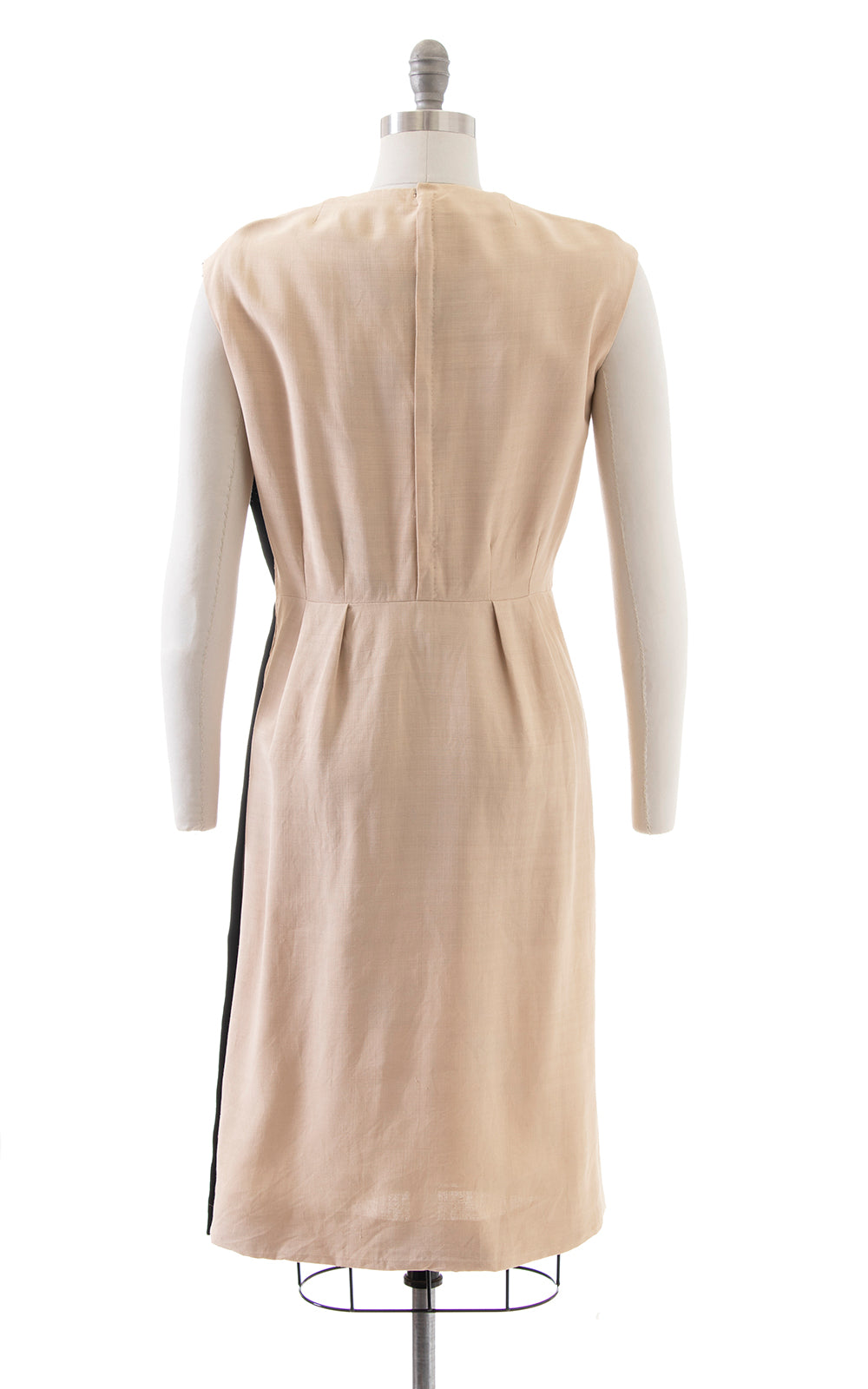 1950s NINA RICCI Color Block Linen Sheath Dress with Hidden Pocket | medium