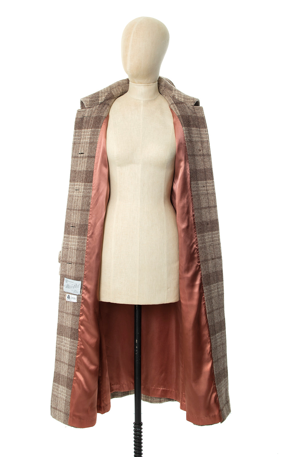 Vintage 1970s 70s Plaid Wool Hooded Belted Coat Birthday Life Vintage