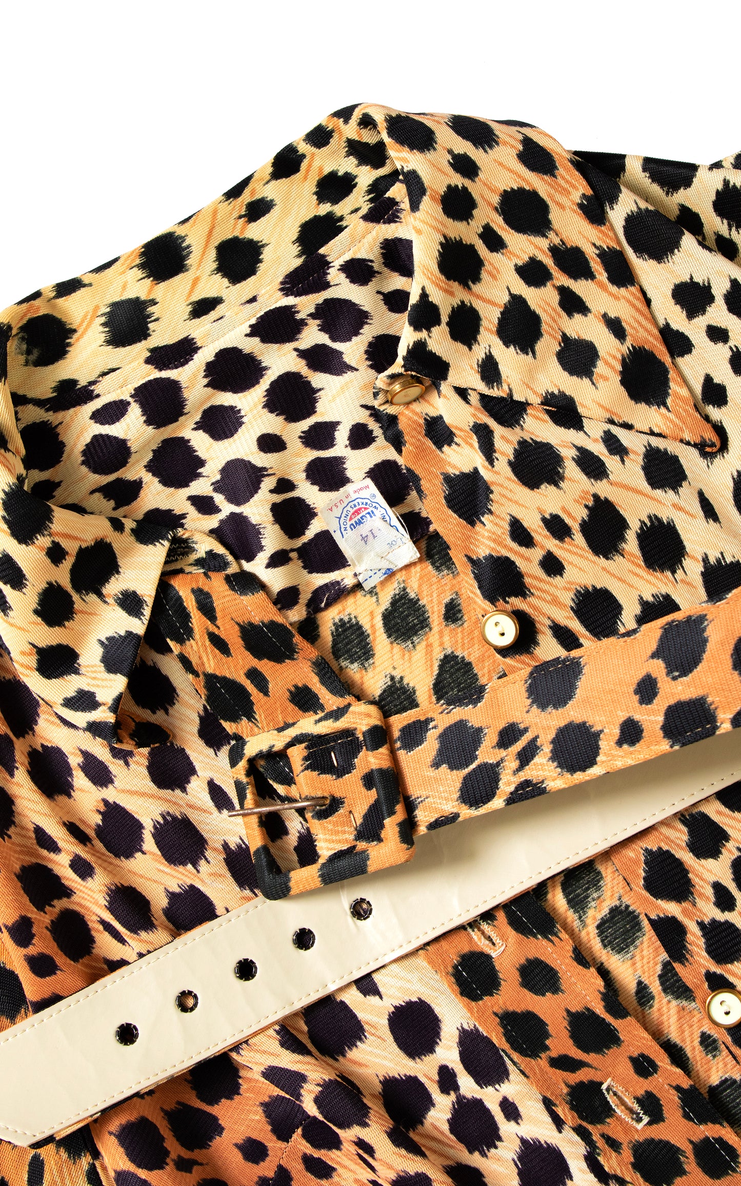 Vintage 70s 1970s Animal Cheetah Print Jersey Shirtwaist Dress BirthdayLifeVintage