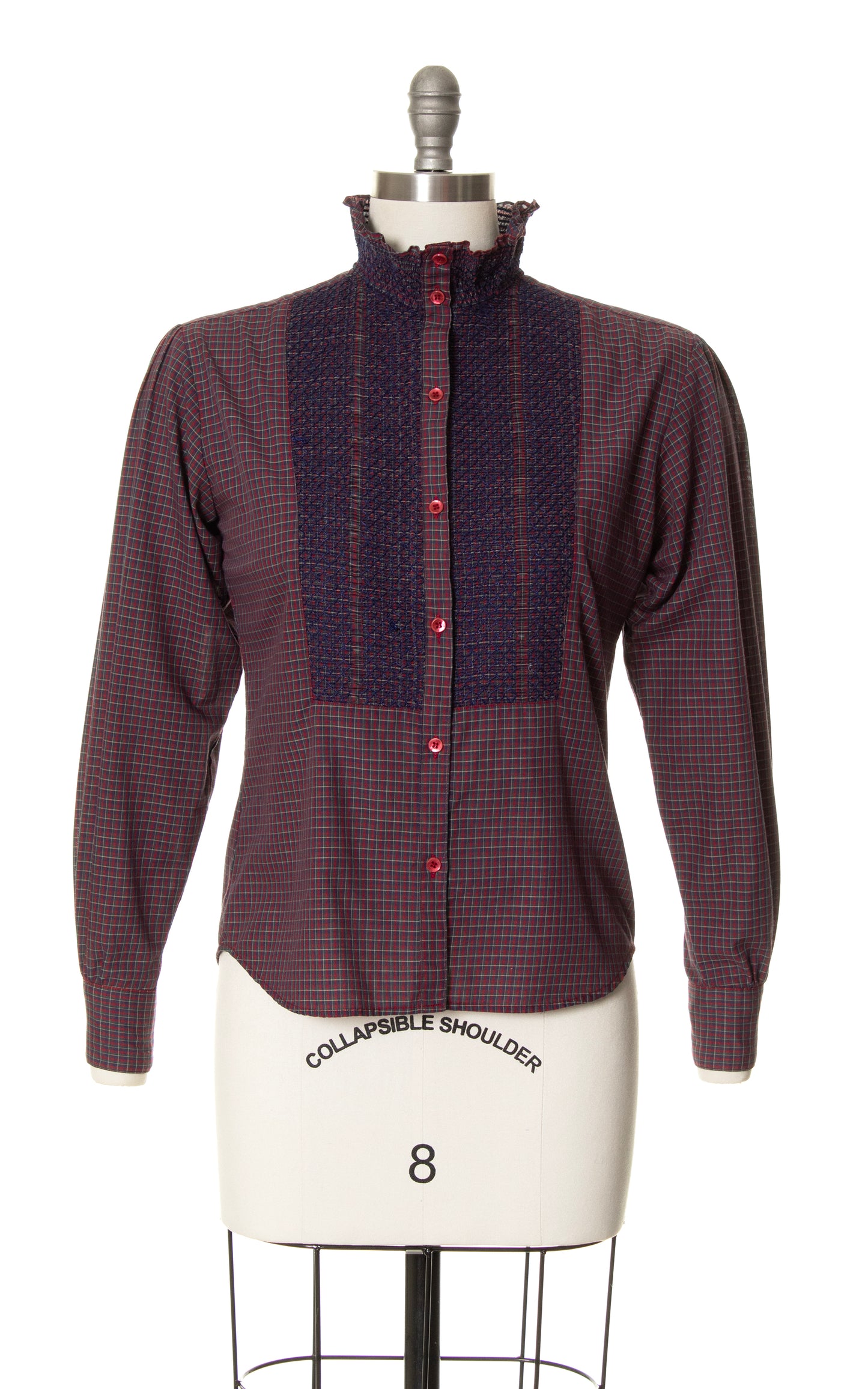 1970s LEVI'S Plaid Smocked Blouse | small