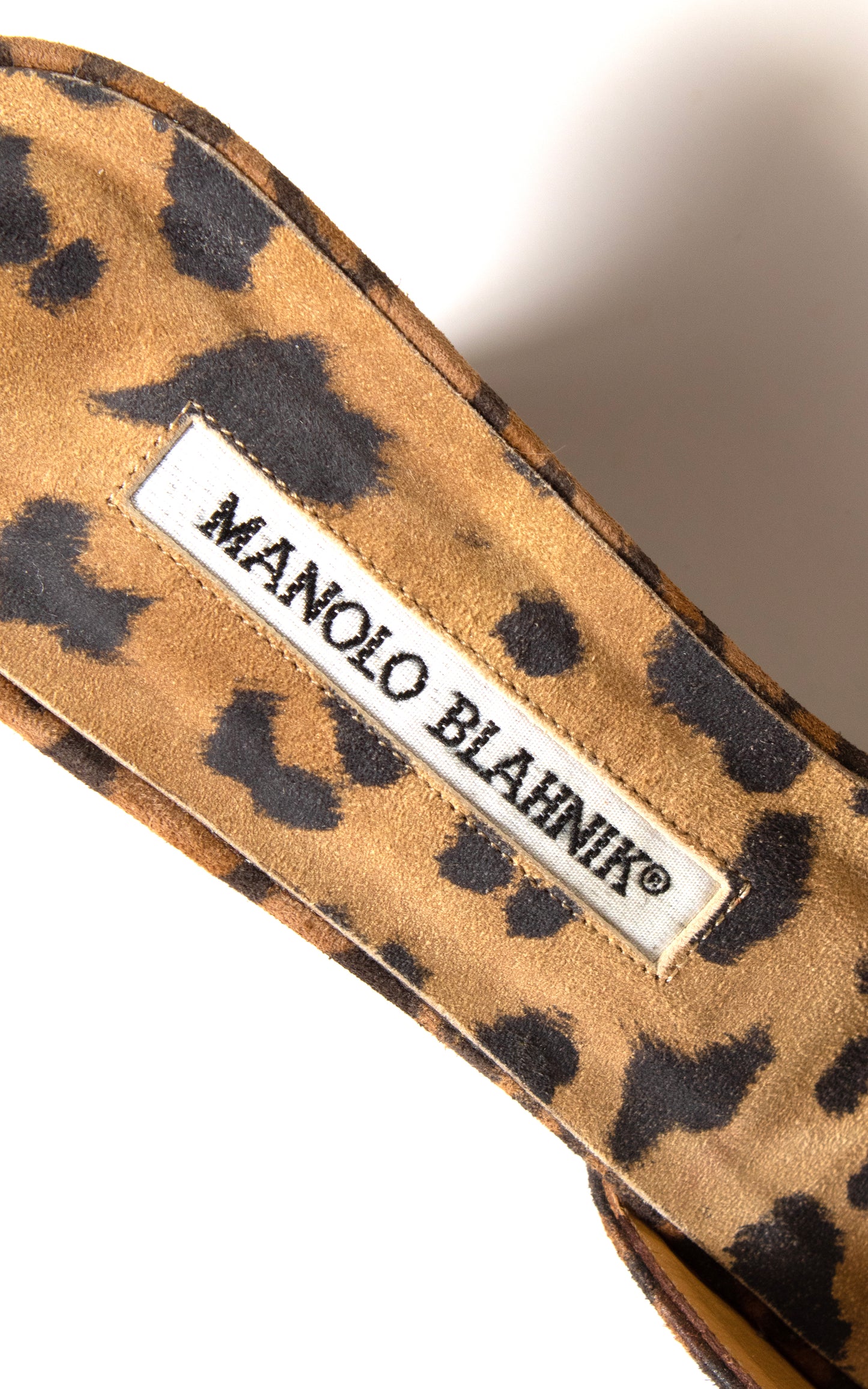 1990s MANOLO BLAHNIK Leopard Print Suede Wedges | size US 5.5