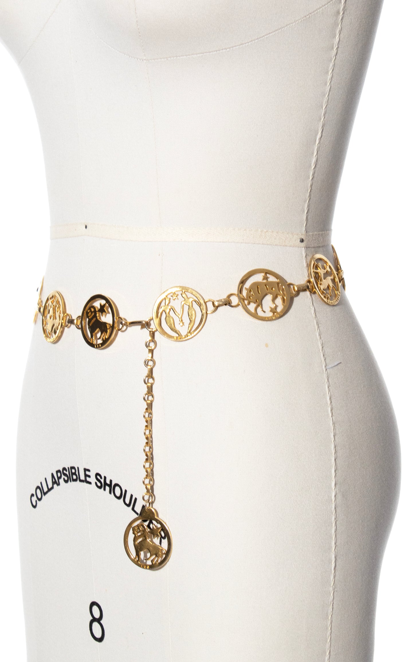 Vintage 60s 70s 1960s 1970s Astrology Chain Belt Gold Tone Metal BirthdayLifeVintage