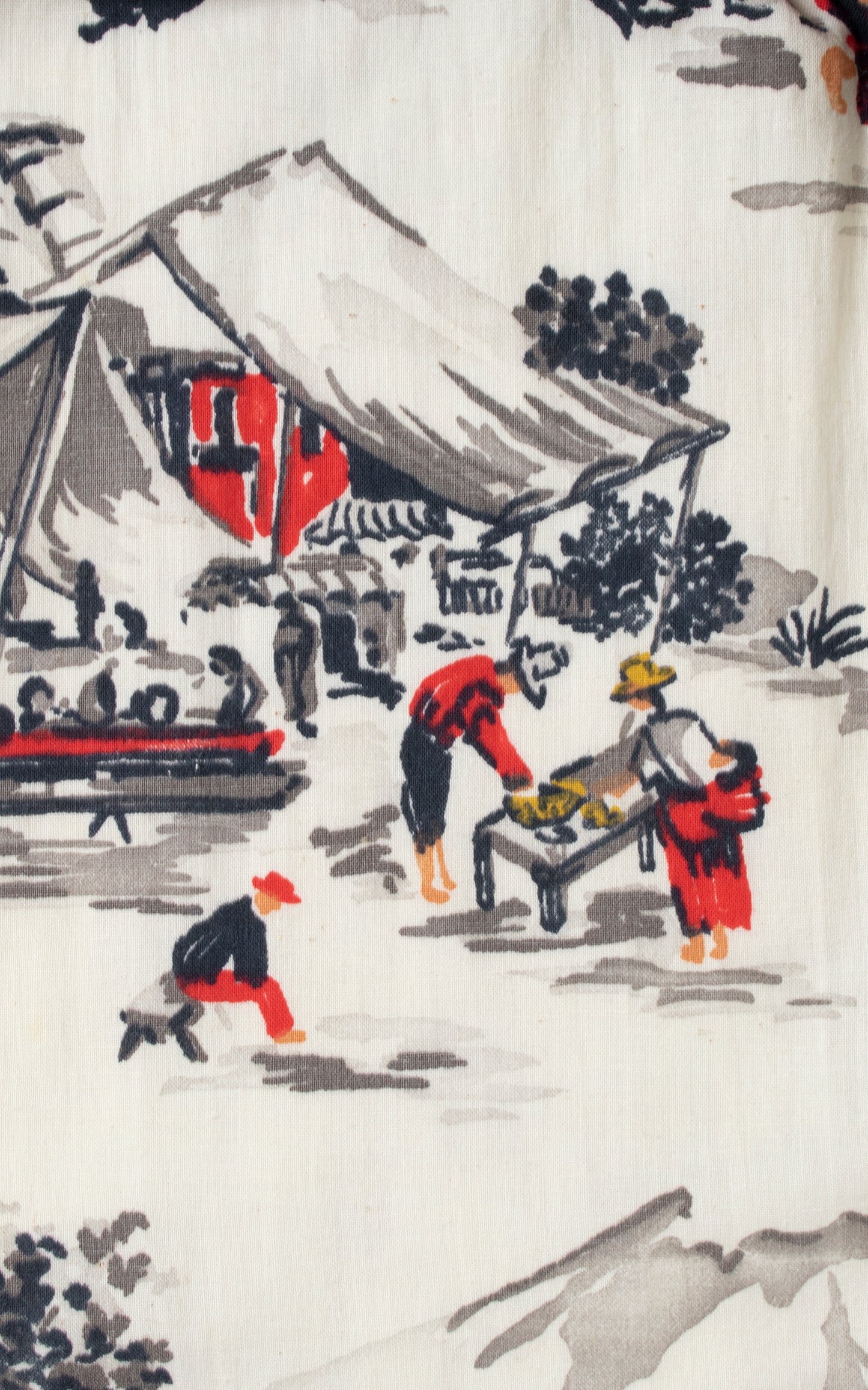 Vintage 50s 1950s Asian Novelty Print Tiered Dress Birthday Life Vintage