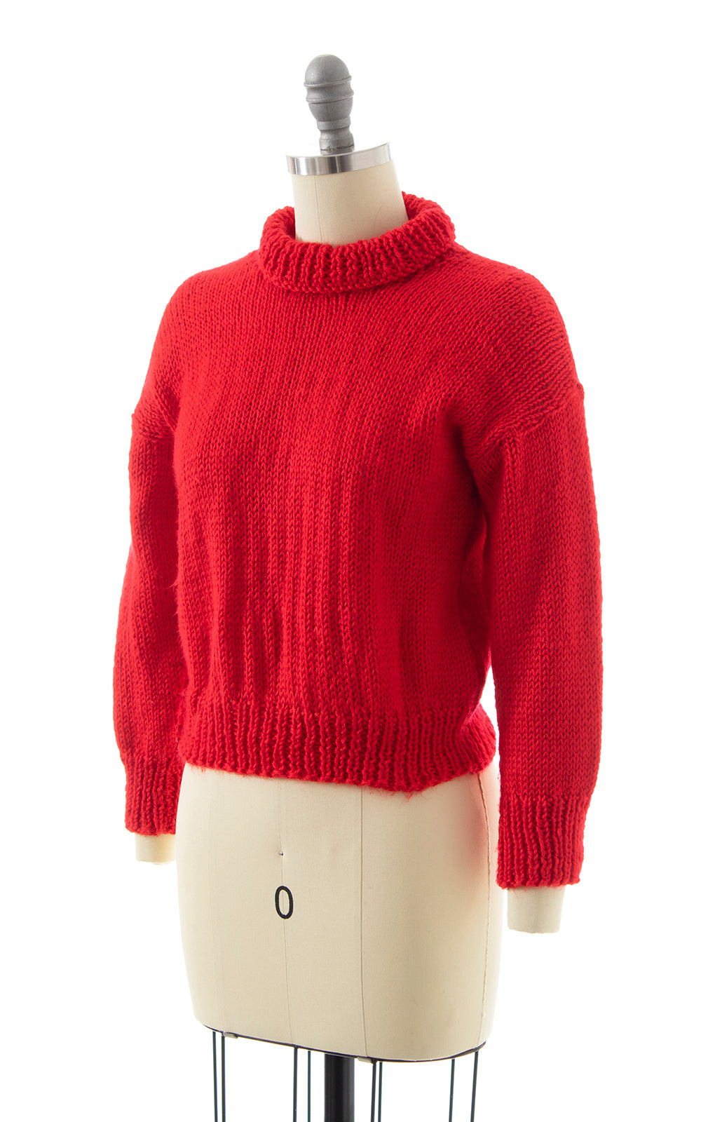 Vintage Red Soft Knit Turtleneck Sweater | x-small/small/medium
