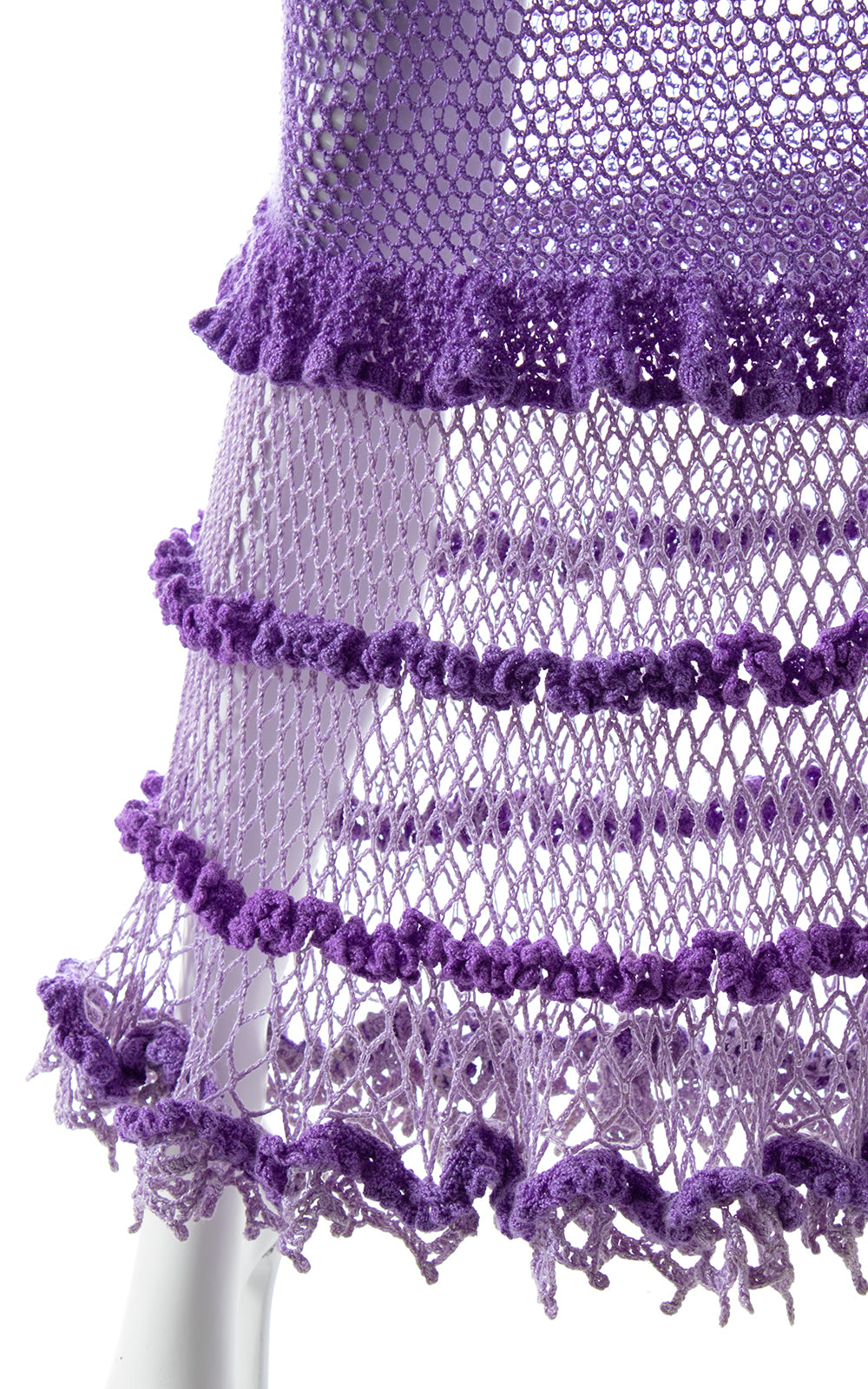 1970s Ruffled Crochet Maxi Dress BirthdayLifeVintage