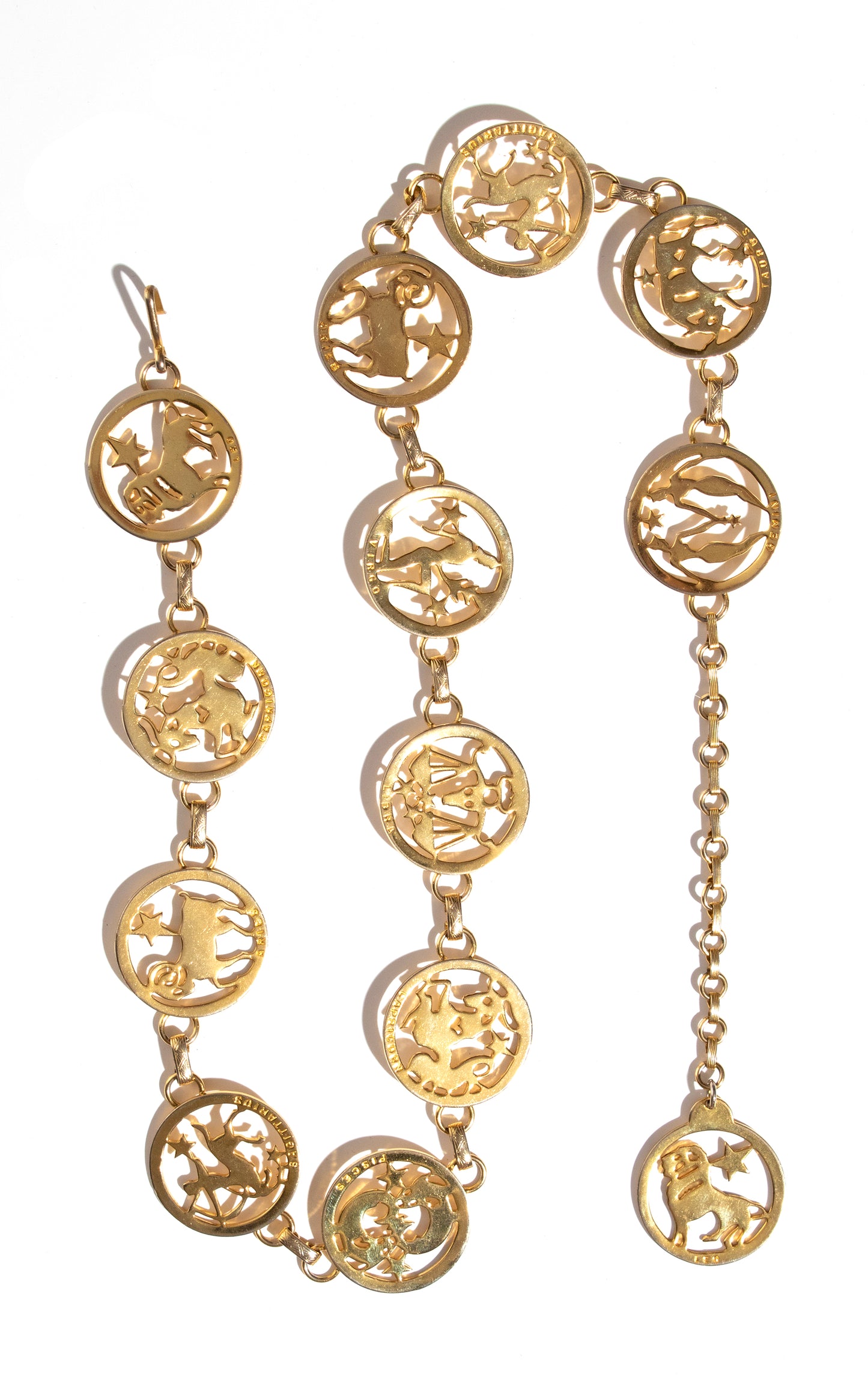 Vintage 60s 70s 1960s 1970s Astrology Chain Belt Gold Tone Metal BirthdayLifeVintage
