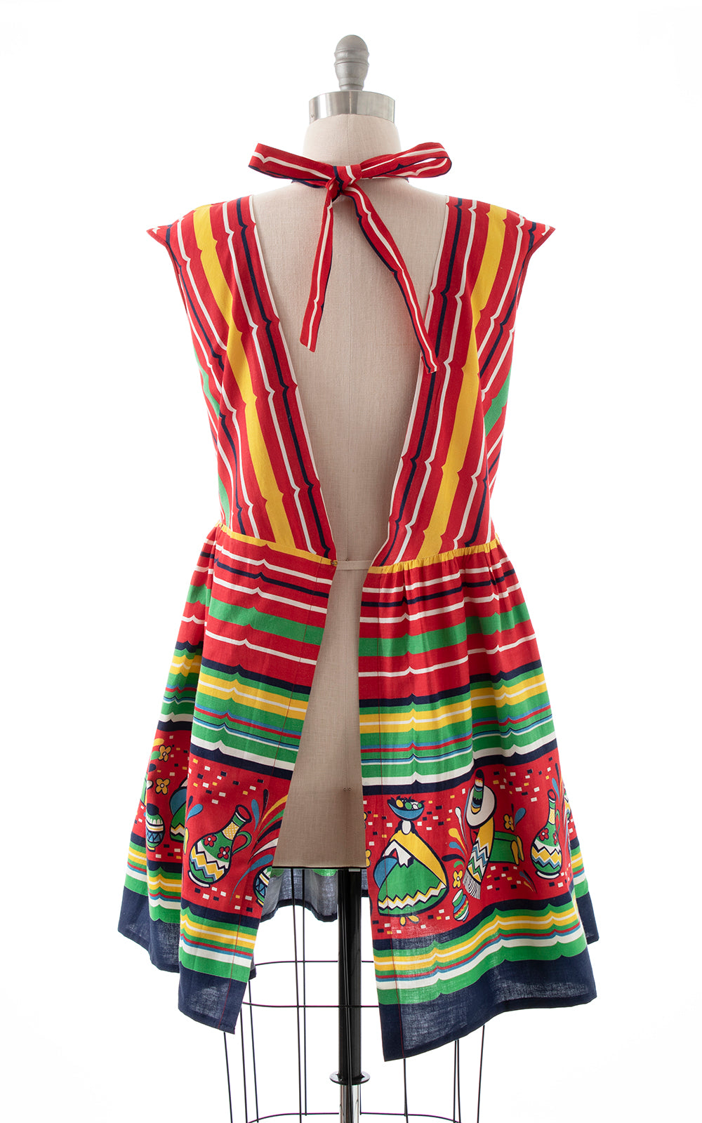 1940s Mexican Novelty Border Print Wrap Dress | medium/large