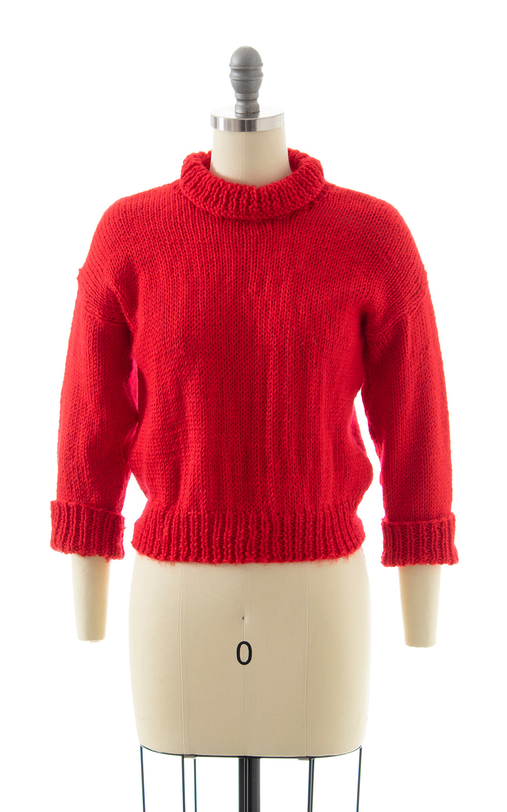 Vintage Red Soft Knit Turtleneck Sweater | x-small/small/medium
