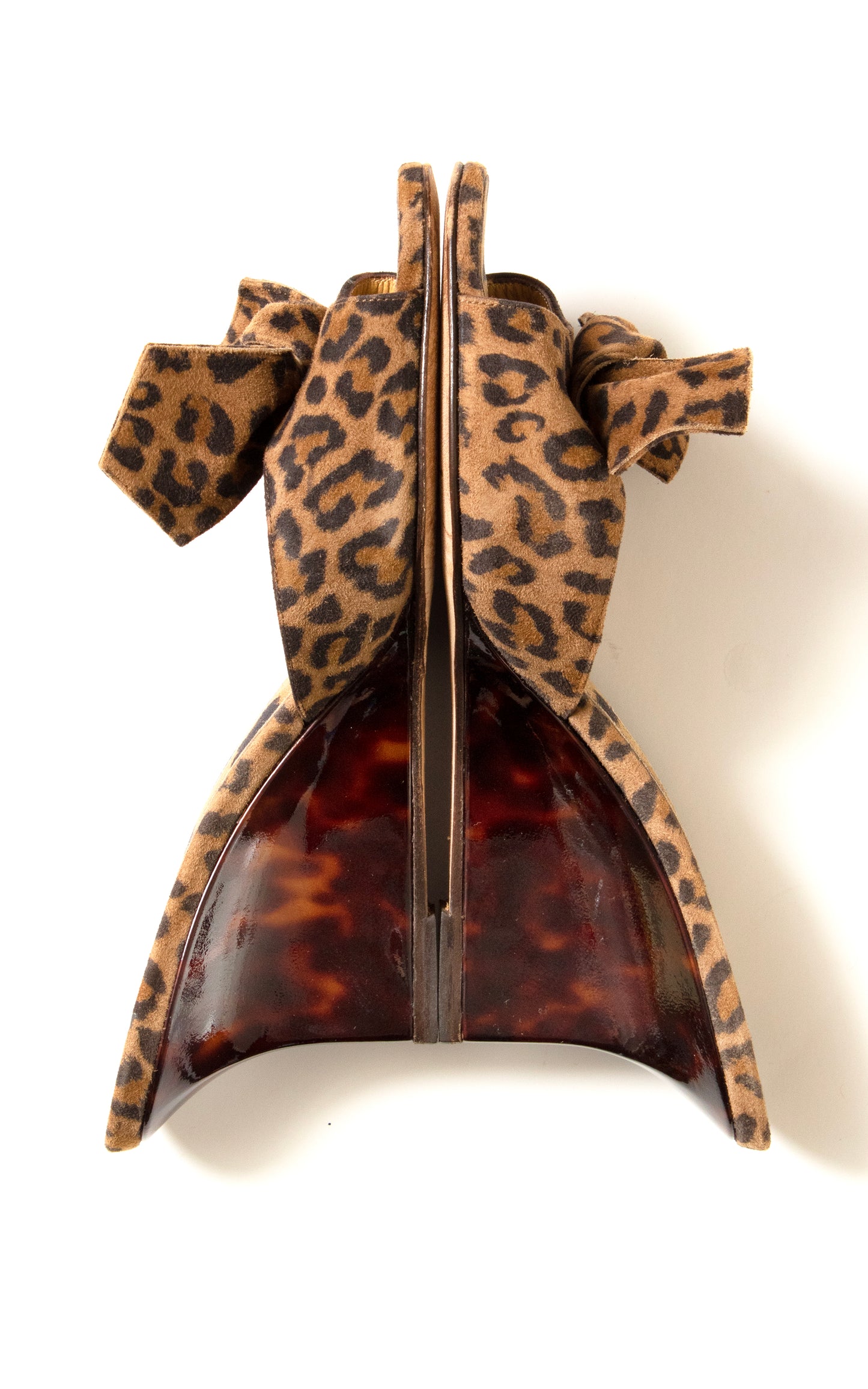 1990s MANOLO BLAHNIK Leopard Print Suede Wedges | size US 5.5