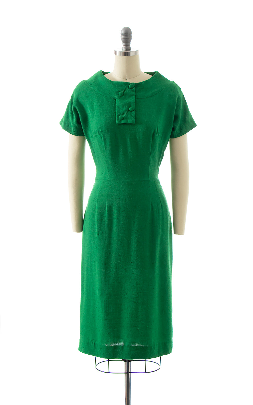 BLV x DEANNA || 1960s Kelly Green Linen Wiggle Dress | x-small BLV x DEANNA || 1960s Kelly Green Linen Wiggle Dress | x-small