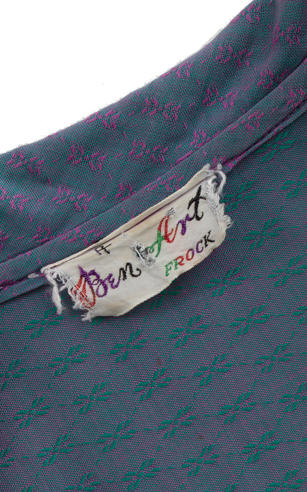 1950s Ben Art Sharkskin Cotton Day Dress | small | BirthdayLifeVintage