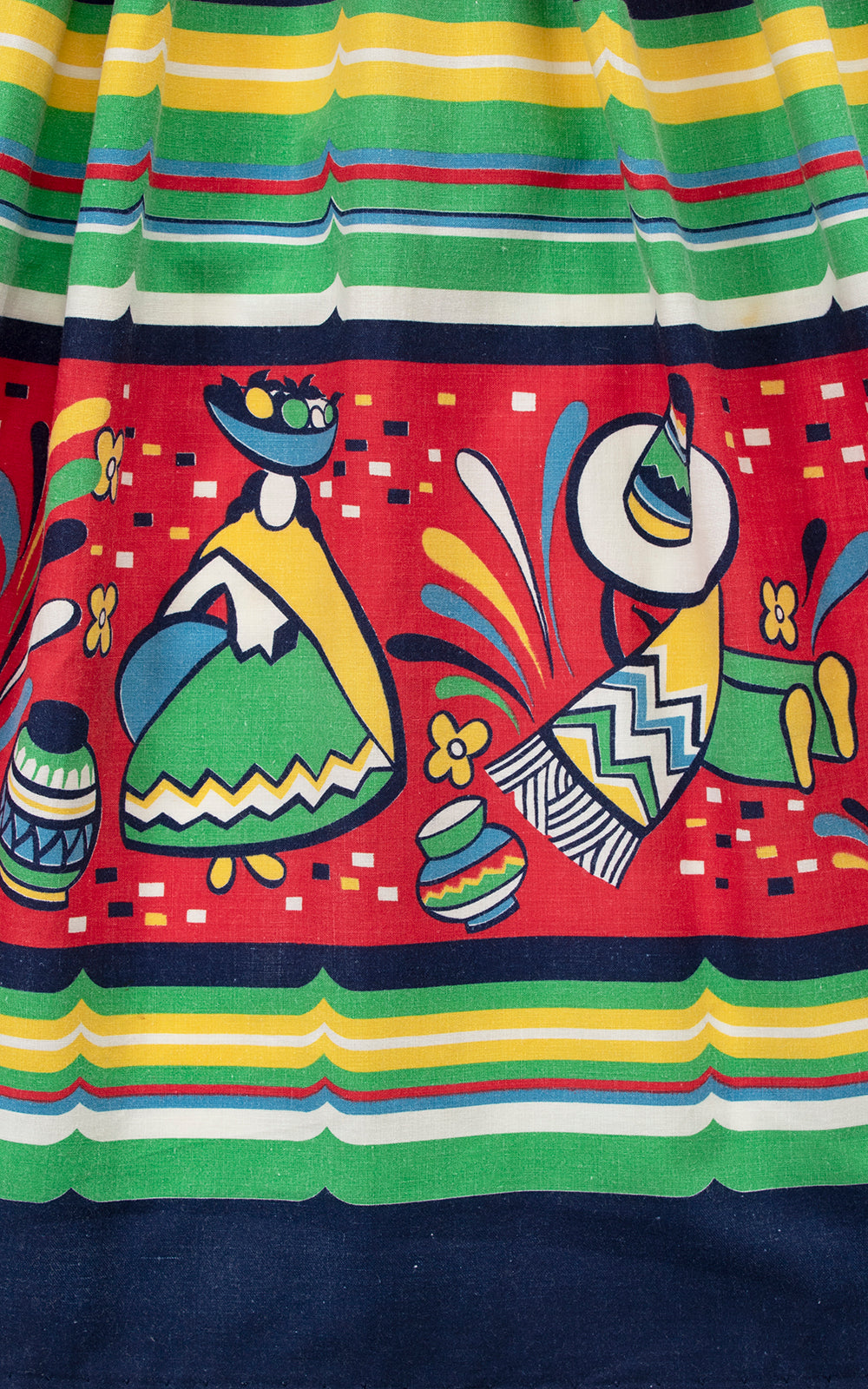 1940s Mexican Novelty Border Print Wrap Dress | medium/large