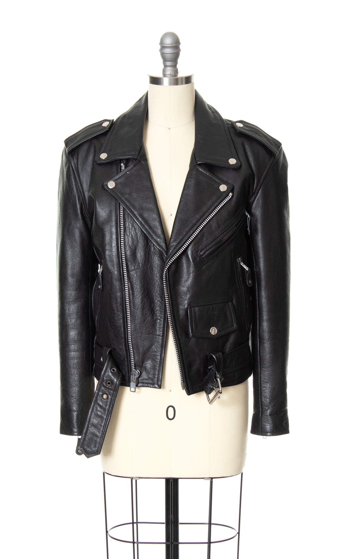 Vintage 80s 1980s Black Leather Moto Jacket BirthdayLifeVintage