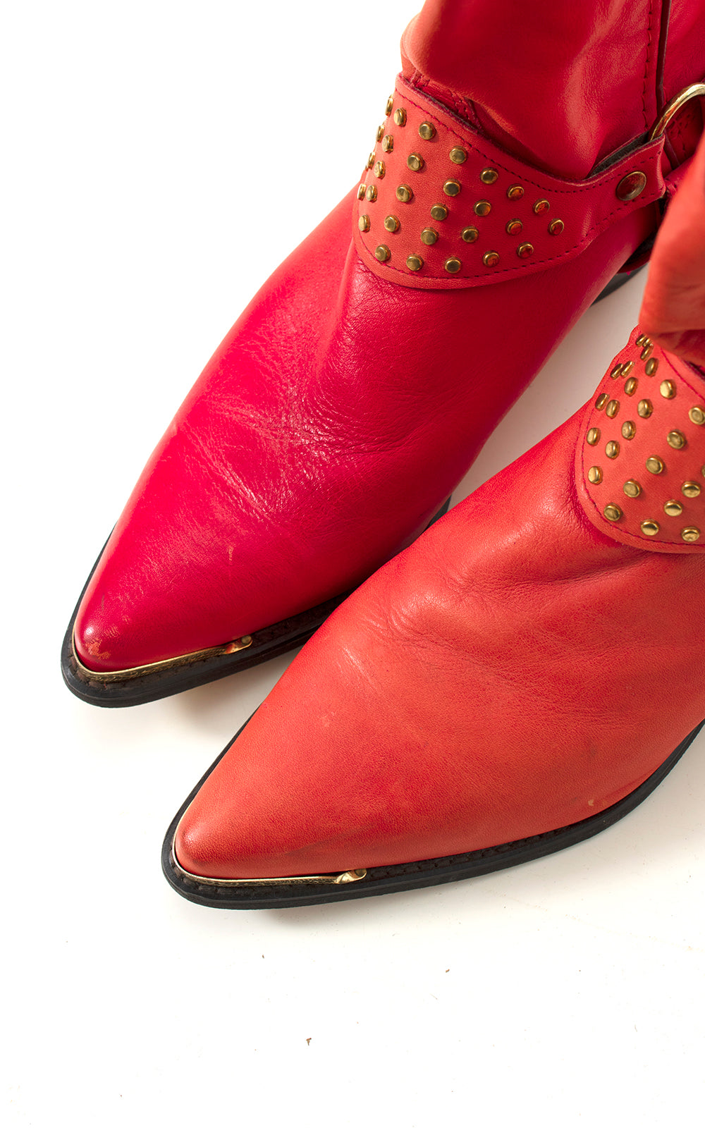 1980s 1990s WRANGLER Studded Red Leather Boots | US 7.5