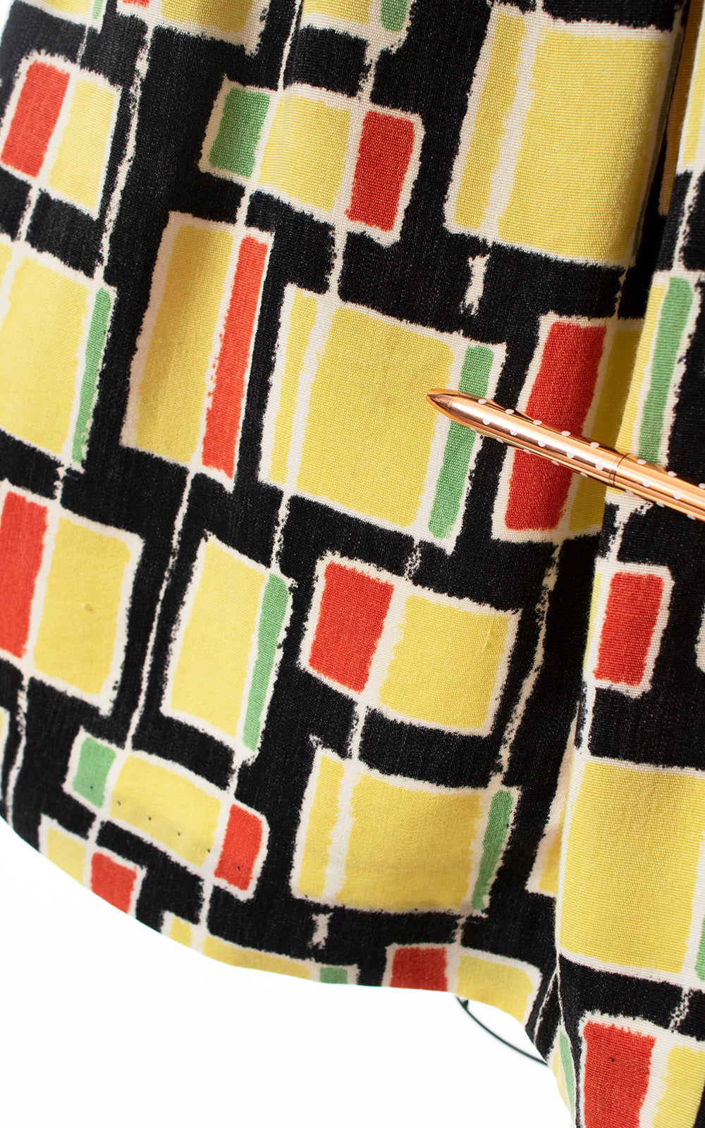 1940s Geometric Rayon Cotton Pleated Skirt | medium