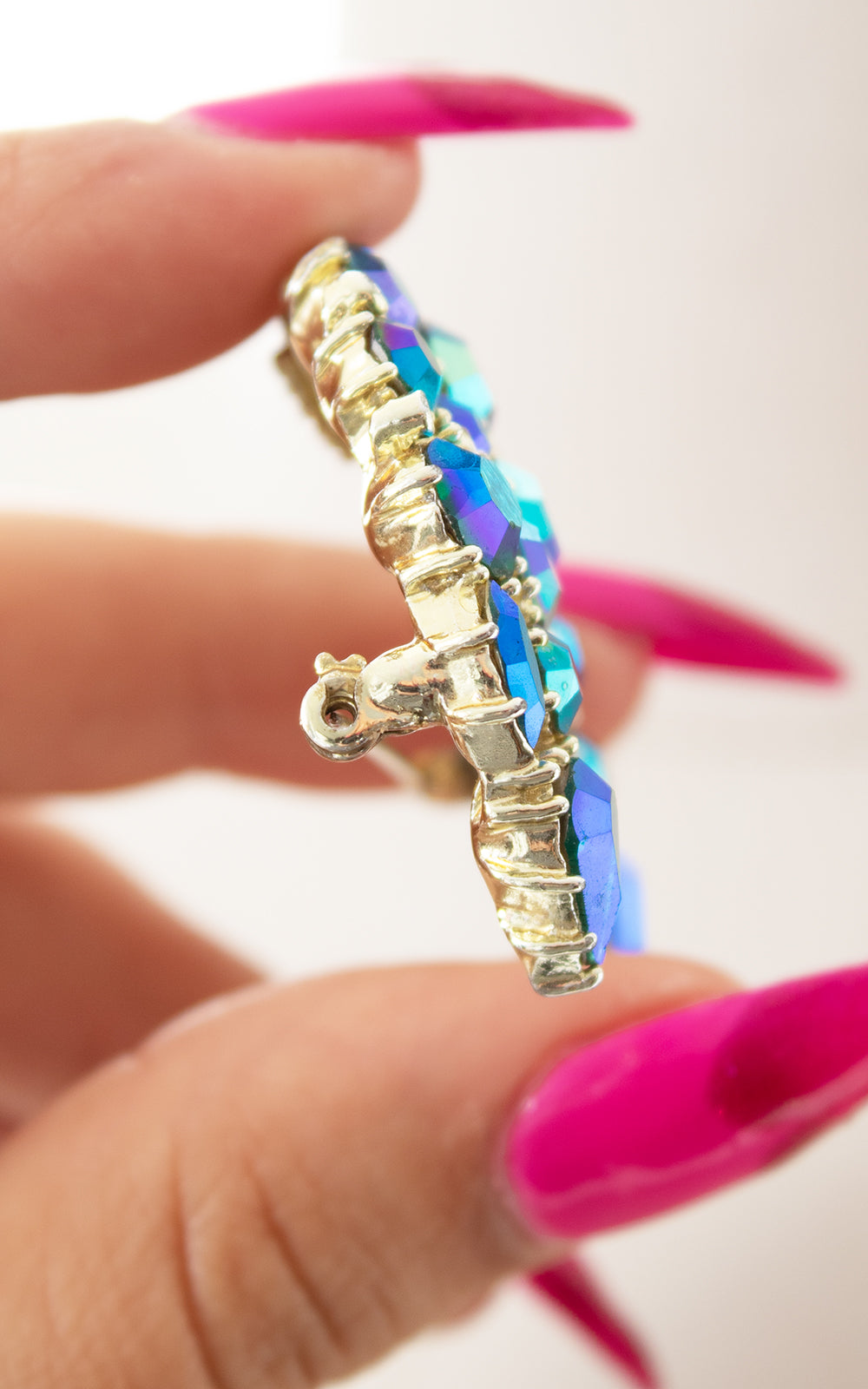 1950s AB Rhinestone Moon Brooch