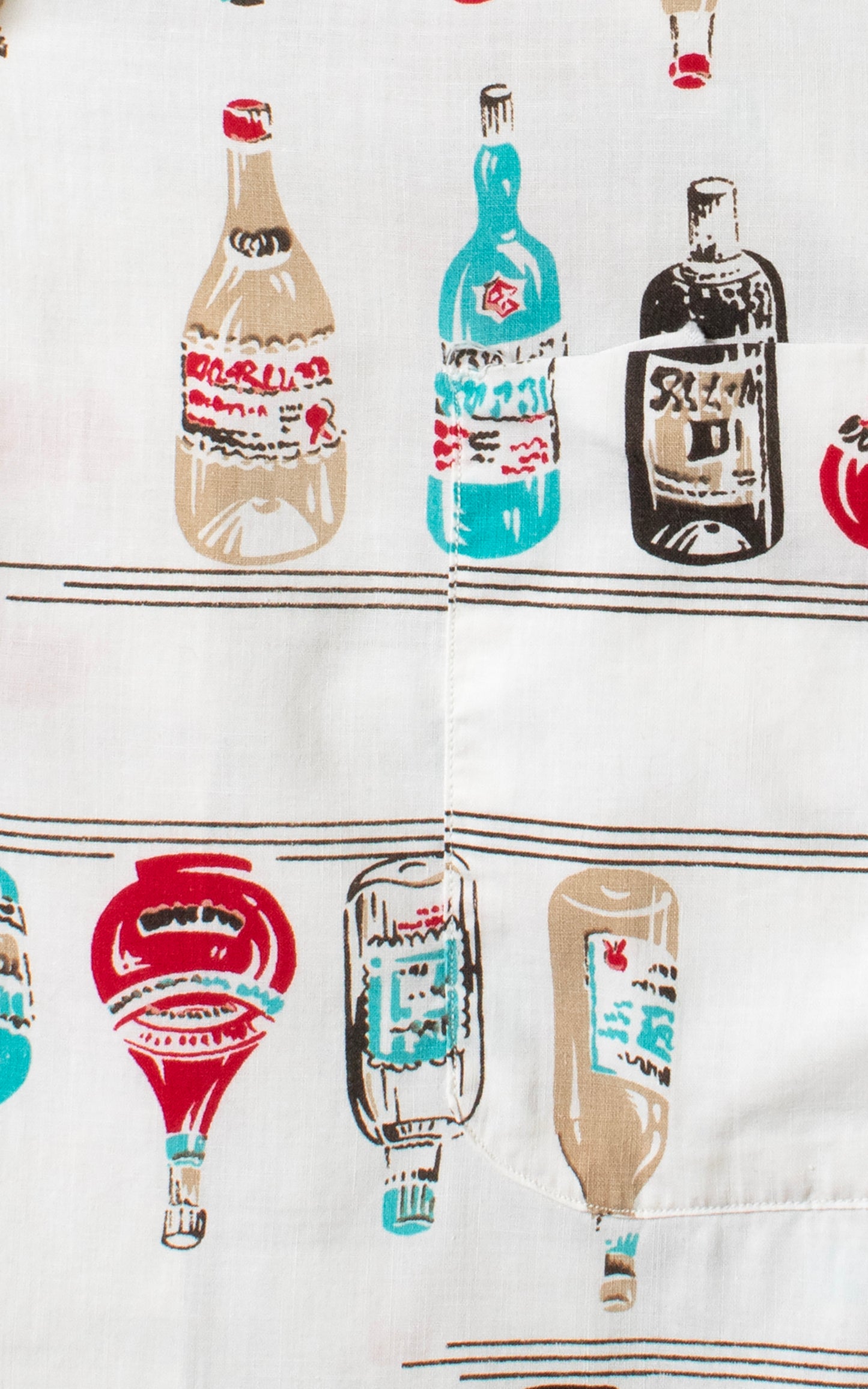 MEN'S 1950s Booze Novelty Print Cotton Shirt | men's medium & women's large