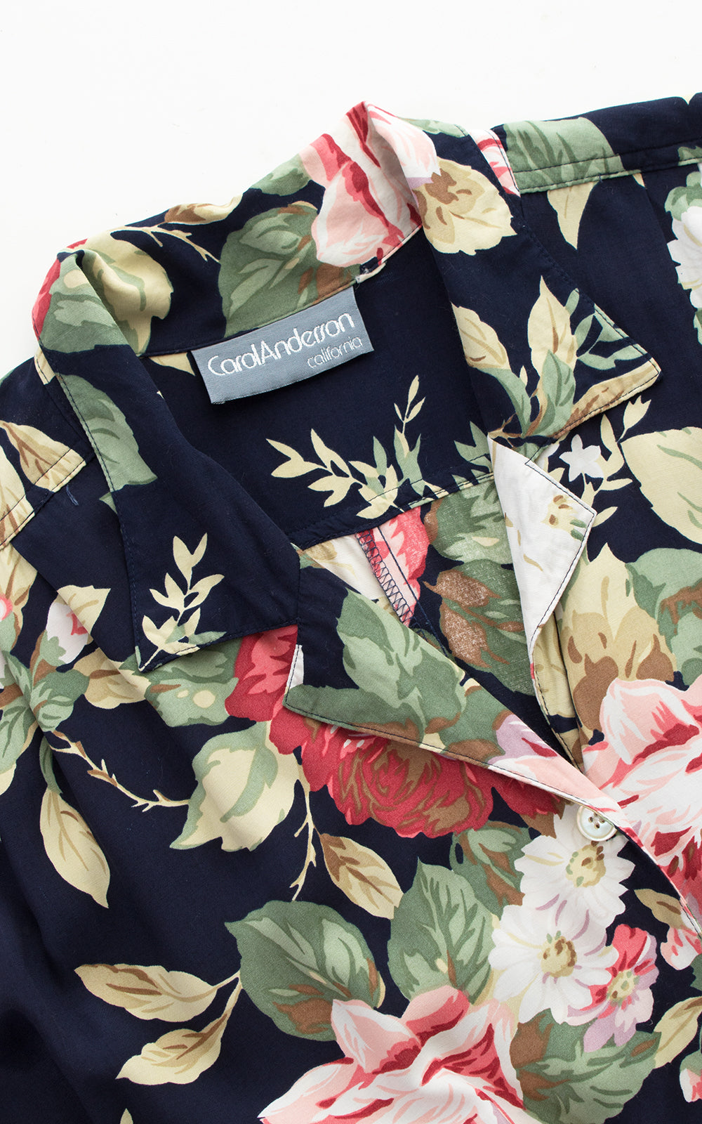 1980s Carol Anderson Rose Print Rayon Shirtwaist Dress with Pockets