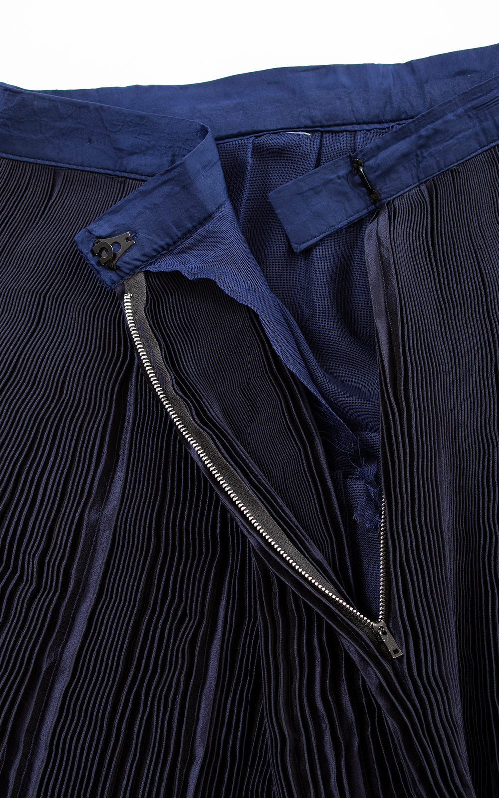 1950s Fortuny Style Pleated Navy Blue Skirt | large