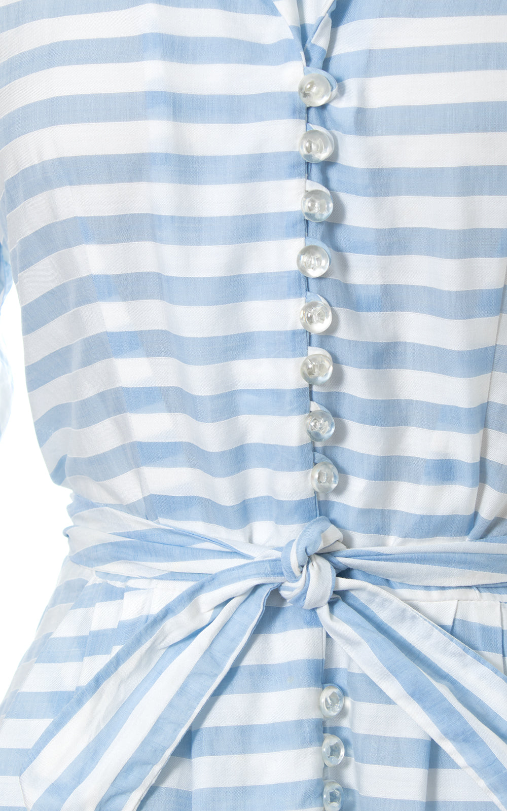 1950s Striped Lightweight Cotton Shirtwaist Dress