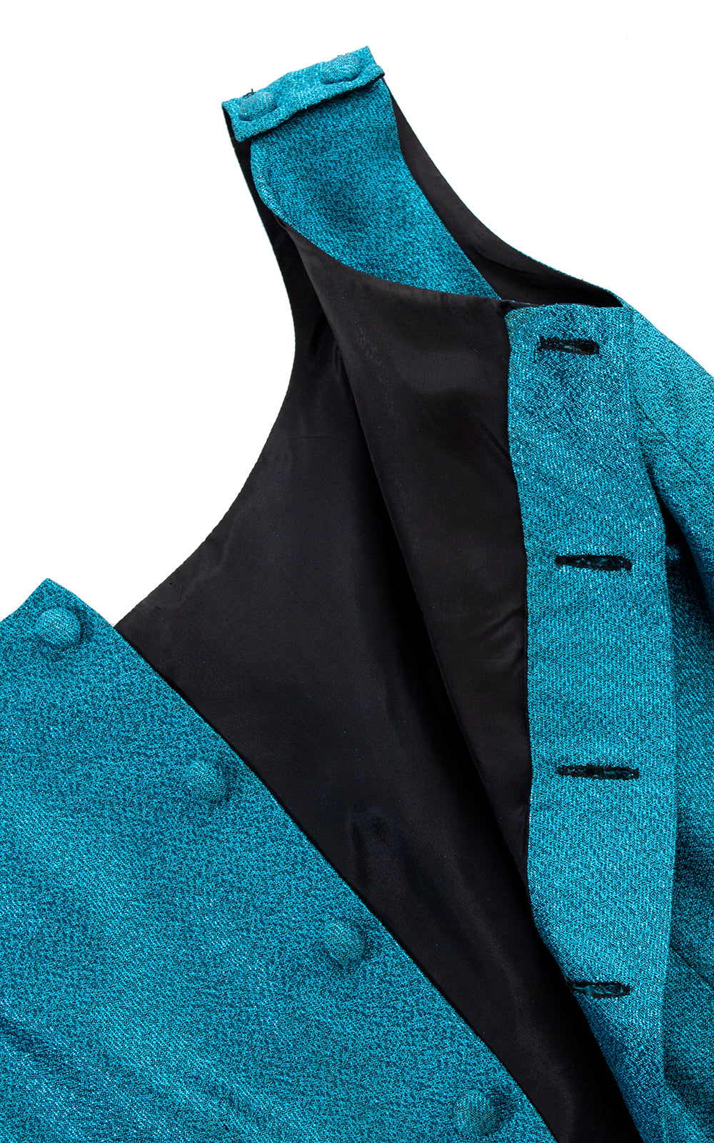 1950s 1960s Blue Lurex Button Back Top | small/medium